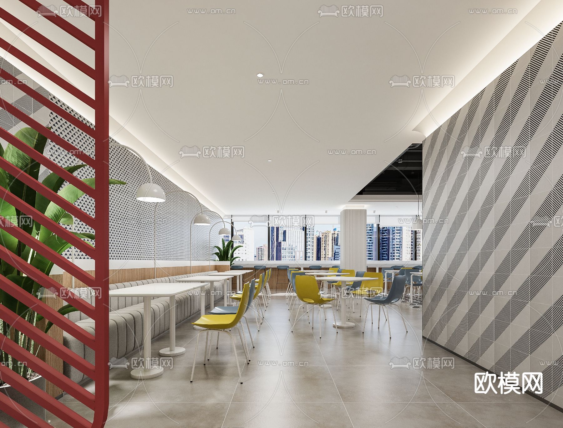现代公司食堂3d模型下载（渲染图3）