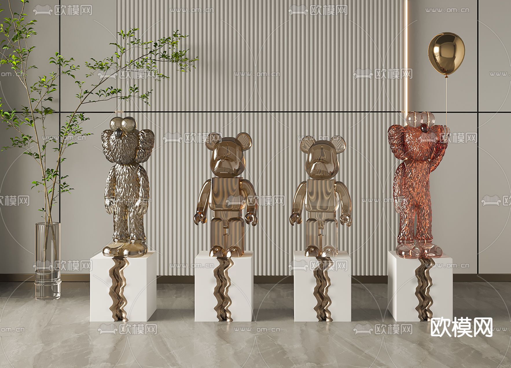 暴力熊 潮玩 雕塑su模型下载（渲染图1）