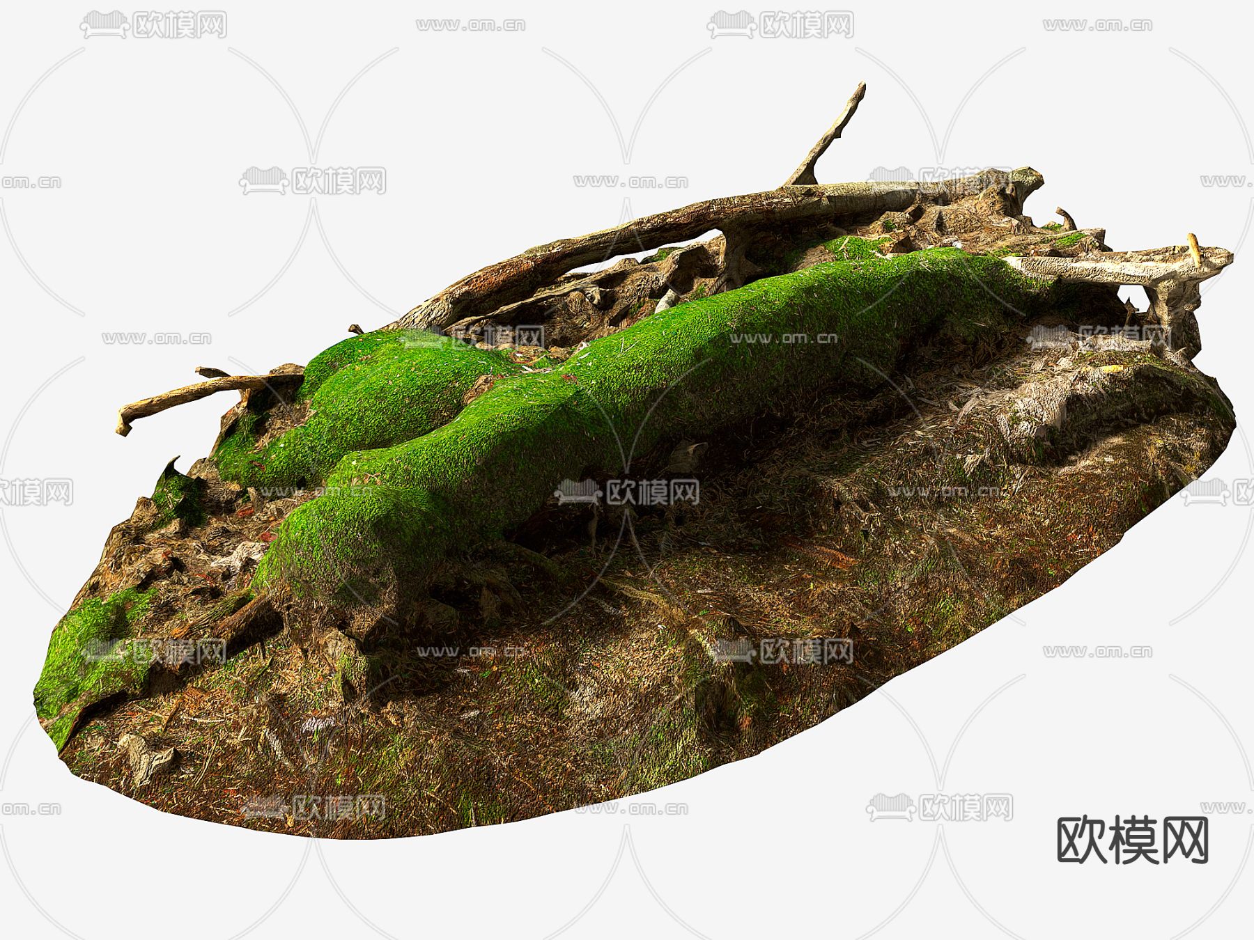 苔藓 枯木 景观小品3d模型下载