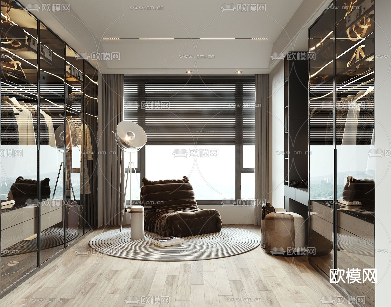 轻奢衣帽间su模型下载（渲染图1）