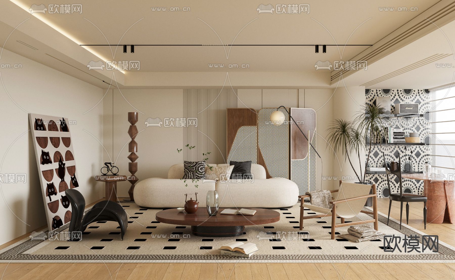 侘寂客厅3d模型下载