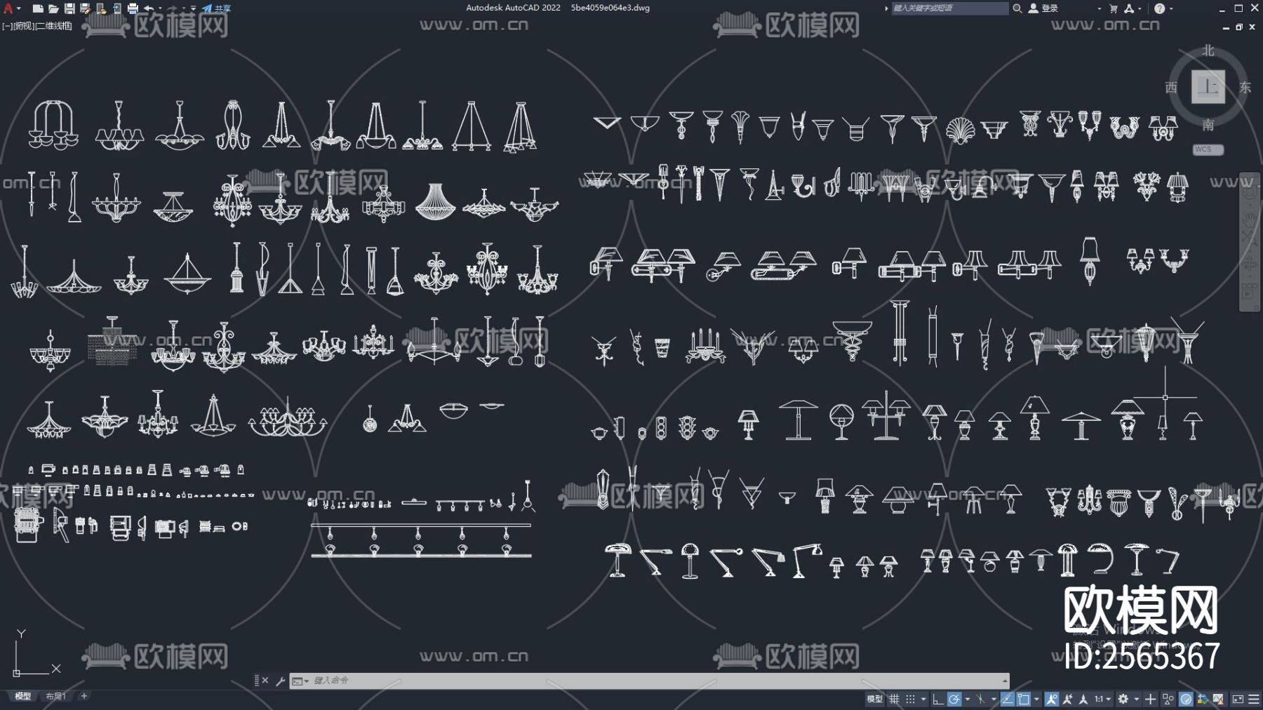 室内灯具模型cad图库下载（渲染图1）