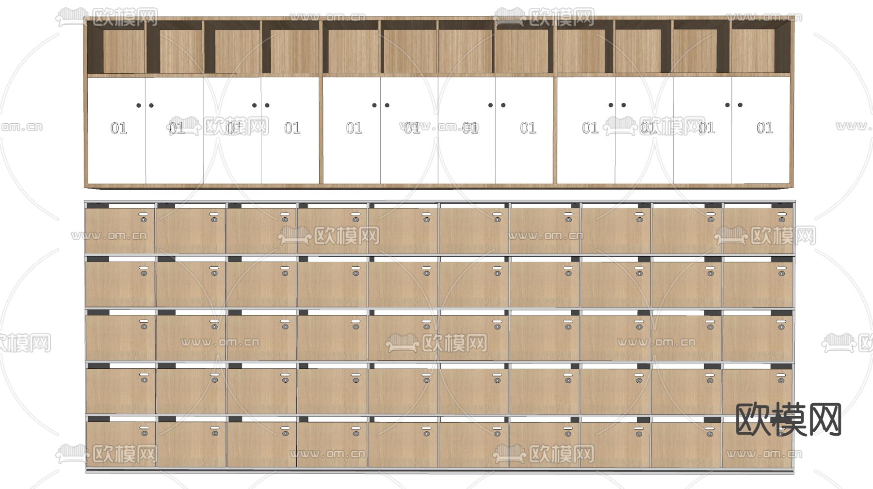 现代公共储物柜su模型下载（渲染图2）