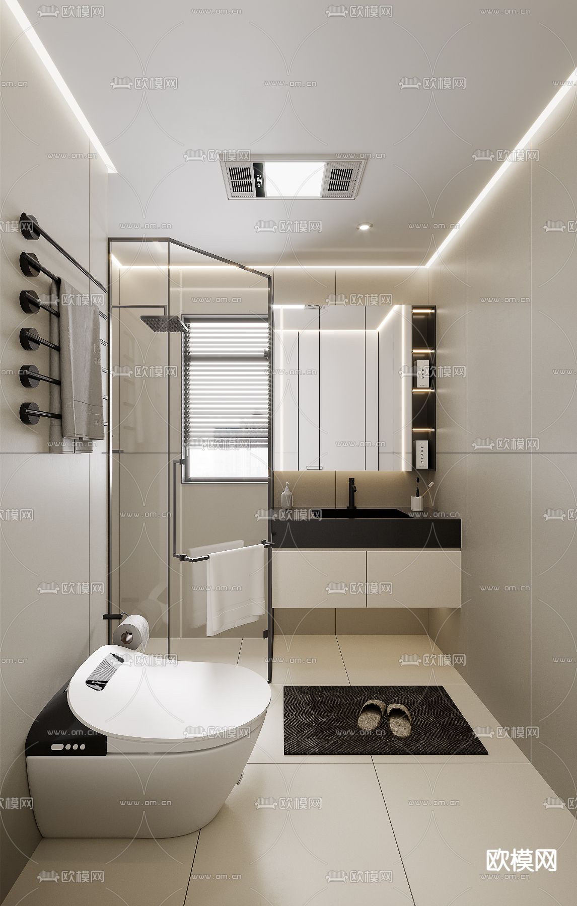 现代卫生间 浴室3d模型下载