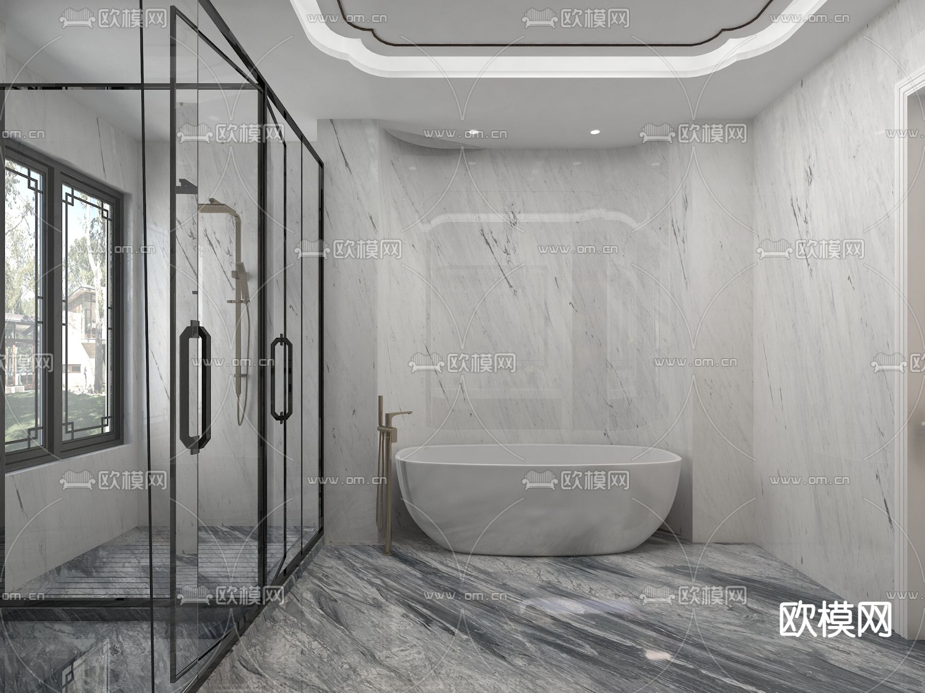 高级灰浴室 洗手间 卫生间免费3d模型下载