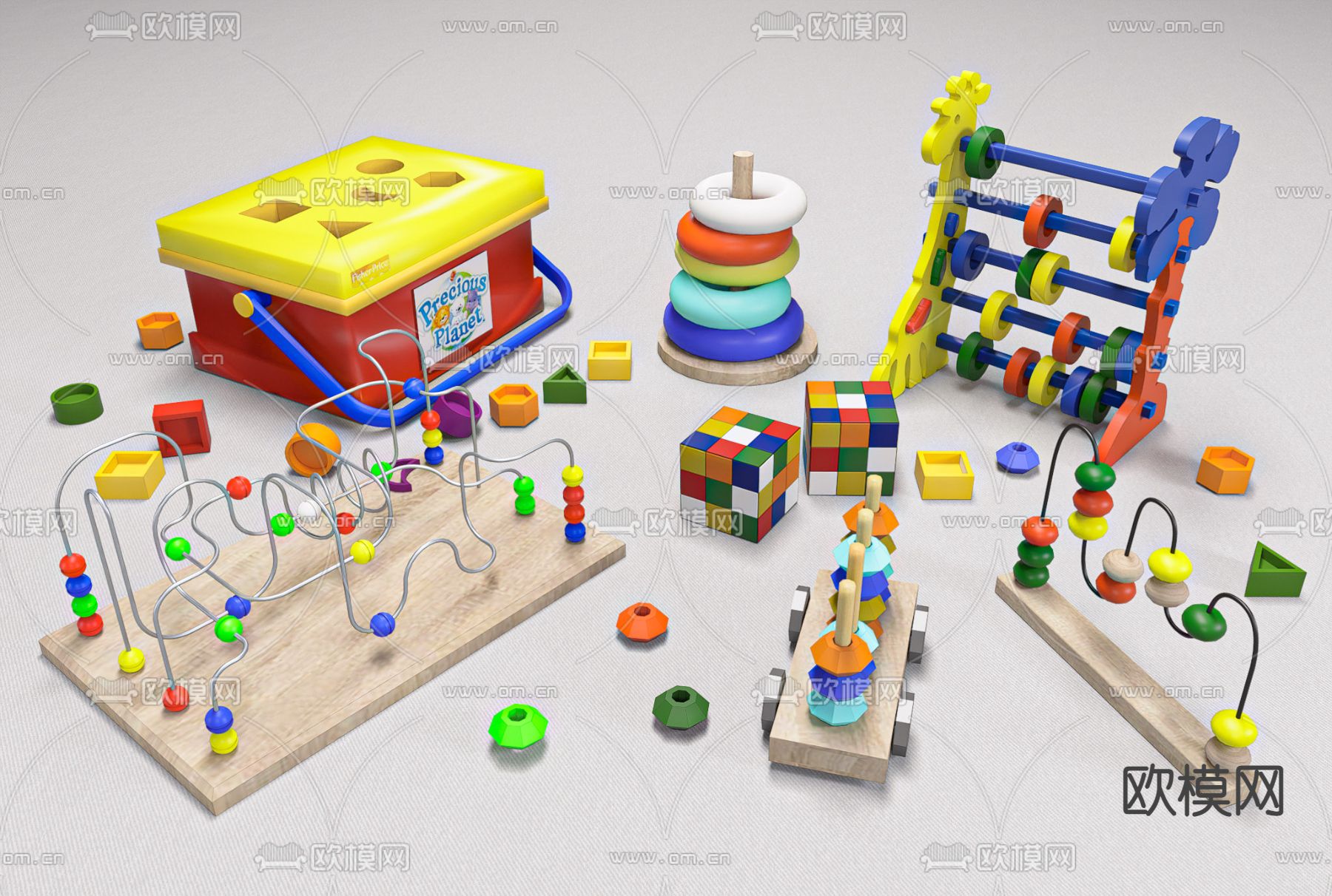 积木 魔方 益智玩具su模型下载（渲染图1）