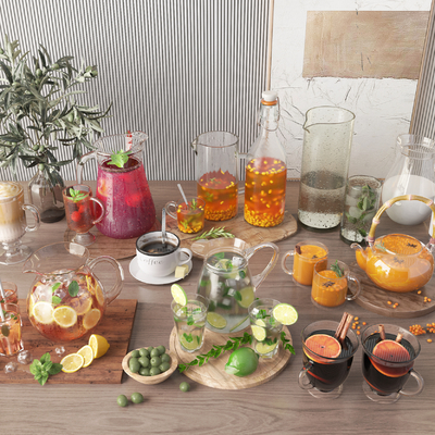  果汁 饮品 咖啡 饮料su模型 