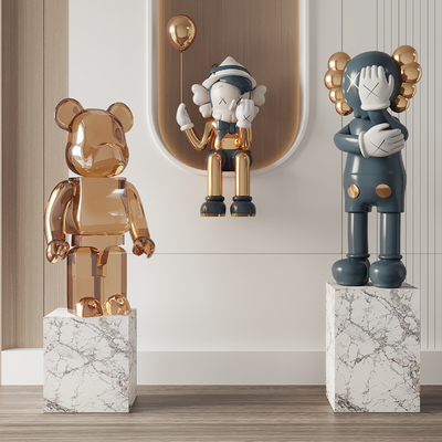  潮玩KWAS 雕塑摆件su模型 