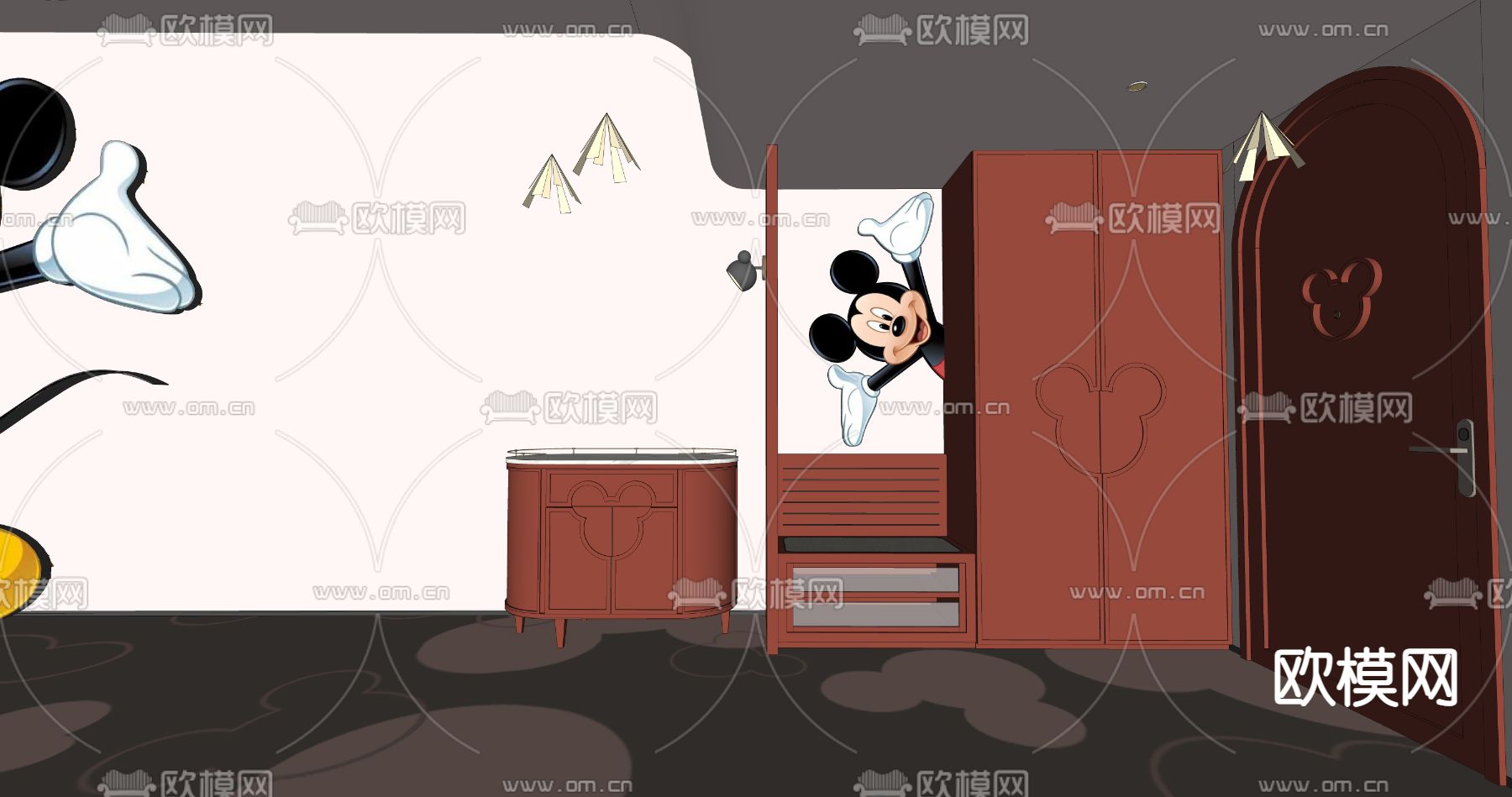 现代酒店客房su模型下载（渲染图2）