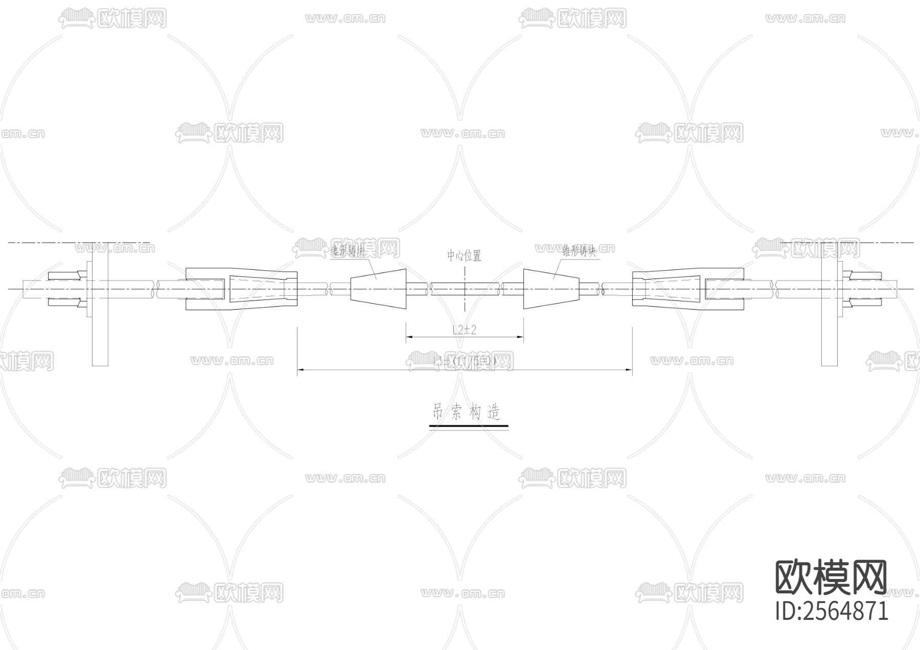 吊索构造CAD施工图下载（渲染图4）