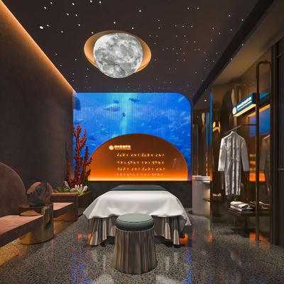  新中式SPA护理房su模型 