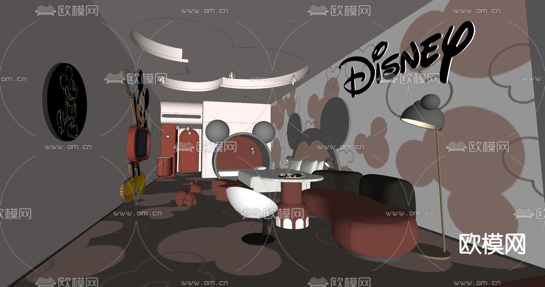 现代酒店客房su模型下载（渲染图3）