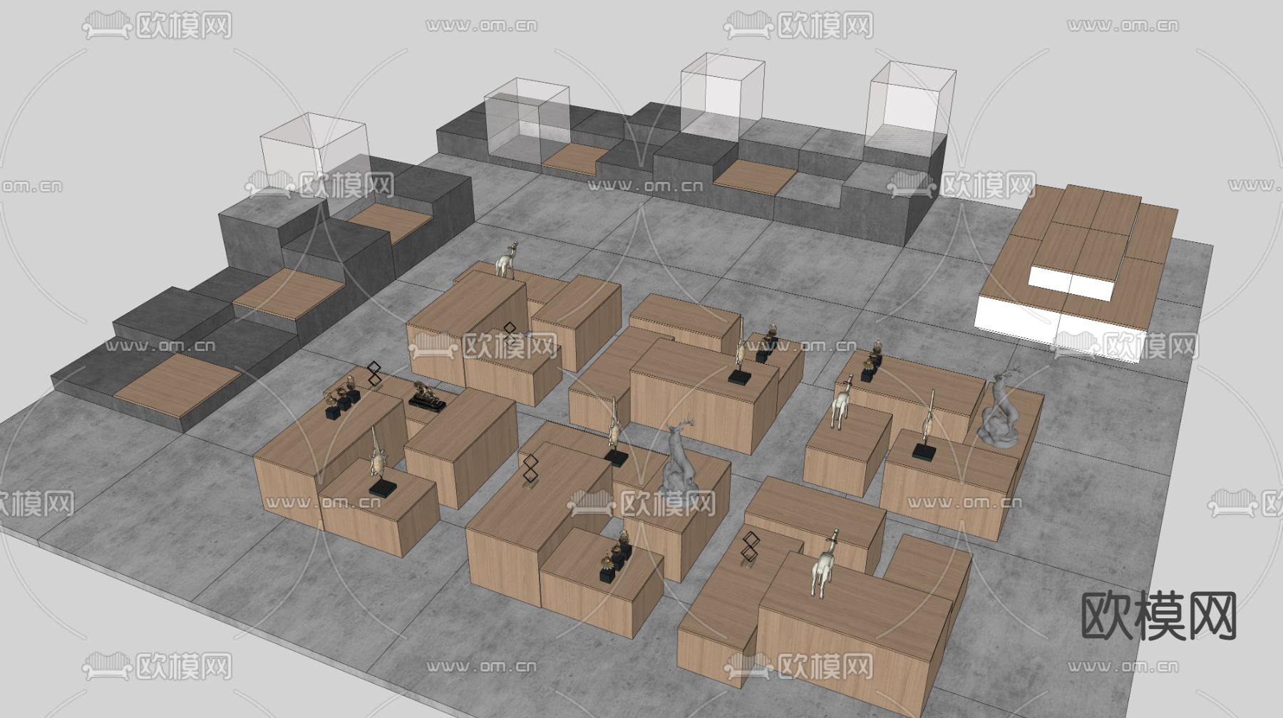 现代展柜 展架su模型下载（渲染图2）