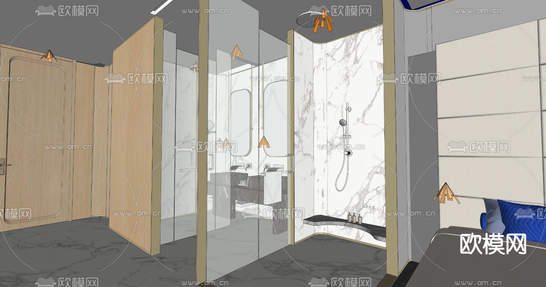 现代酒店客房su模型下载（渲染图2）