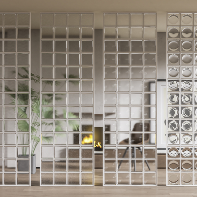 玻璃砖隔断su模型