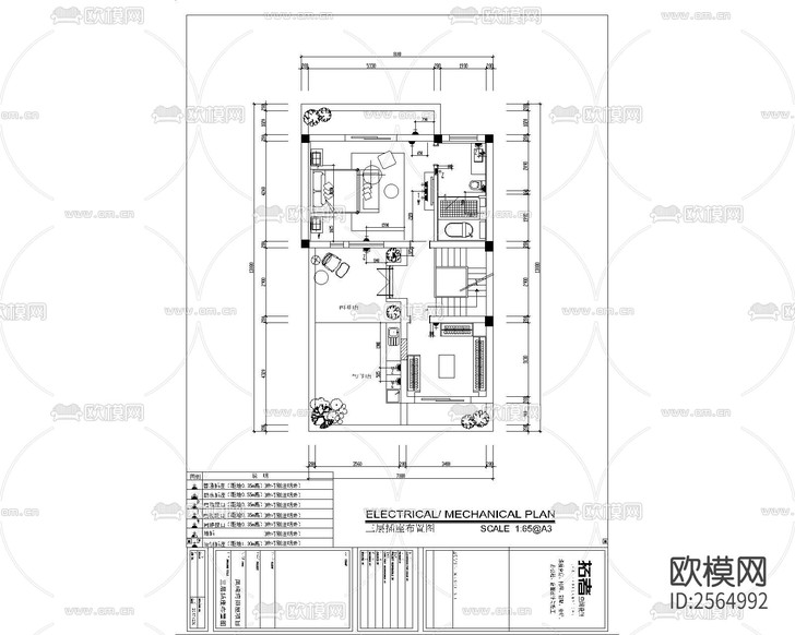 新中式豪宅大平層CAD施工圖下載(渲染圖1)