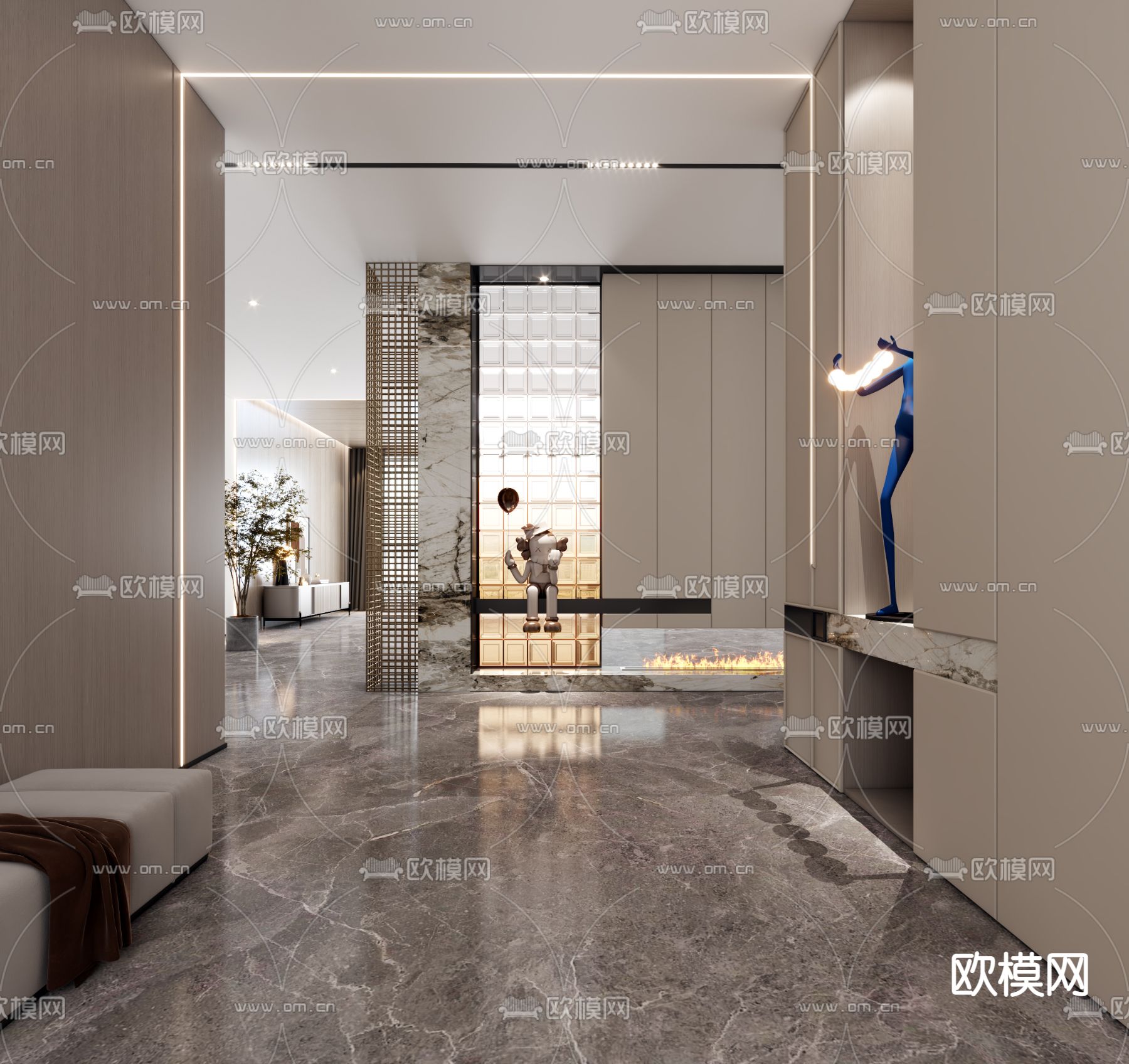 现代玄关过道 门厅3d模型下载