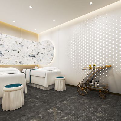  新中式SPA护理房su模型 