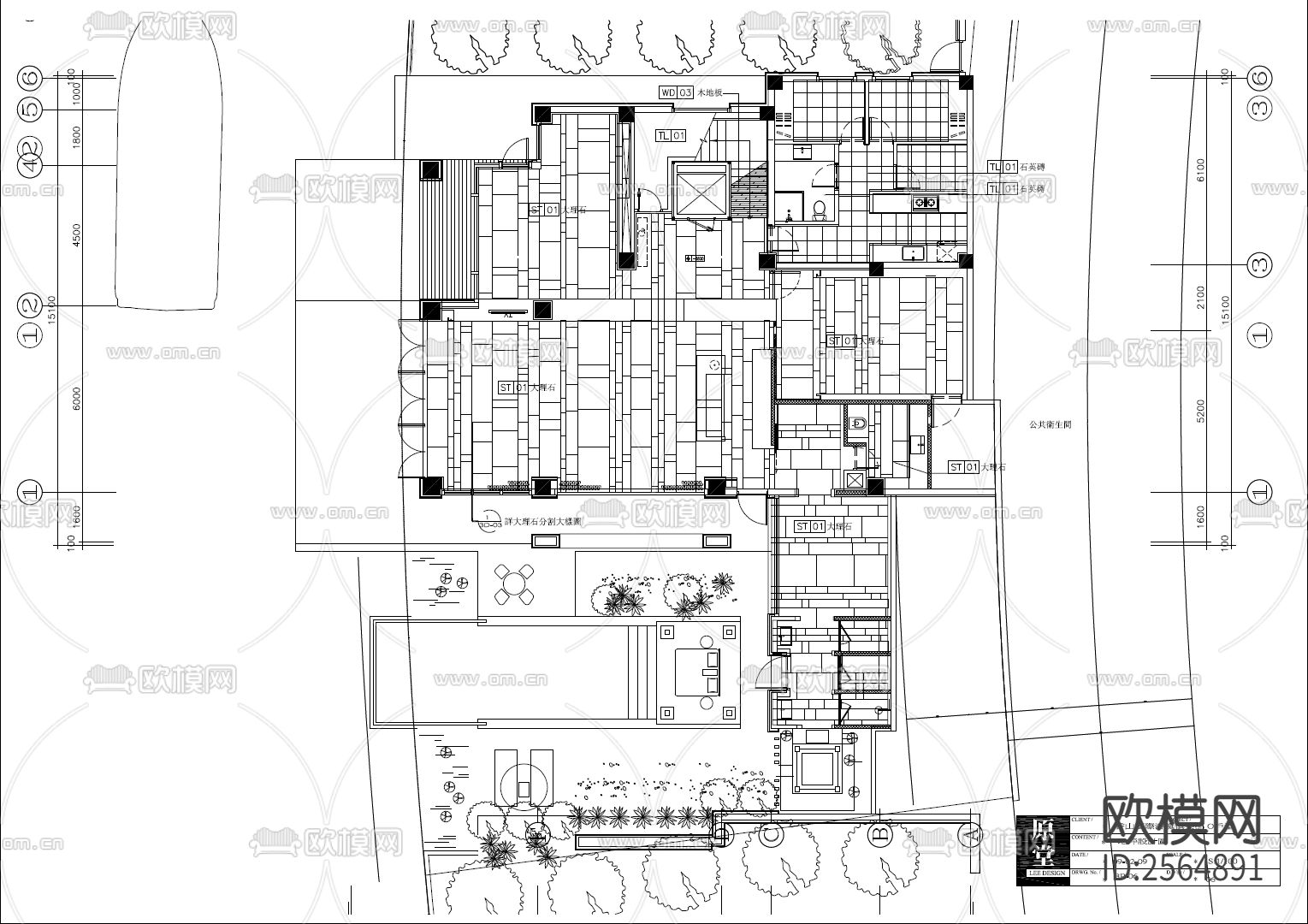 四层别墅CAD施工图下载（渲染图5）