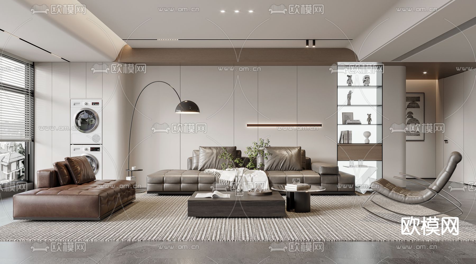 现代客厅3d模型下载