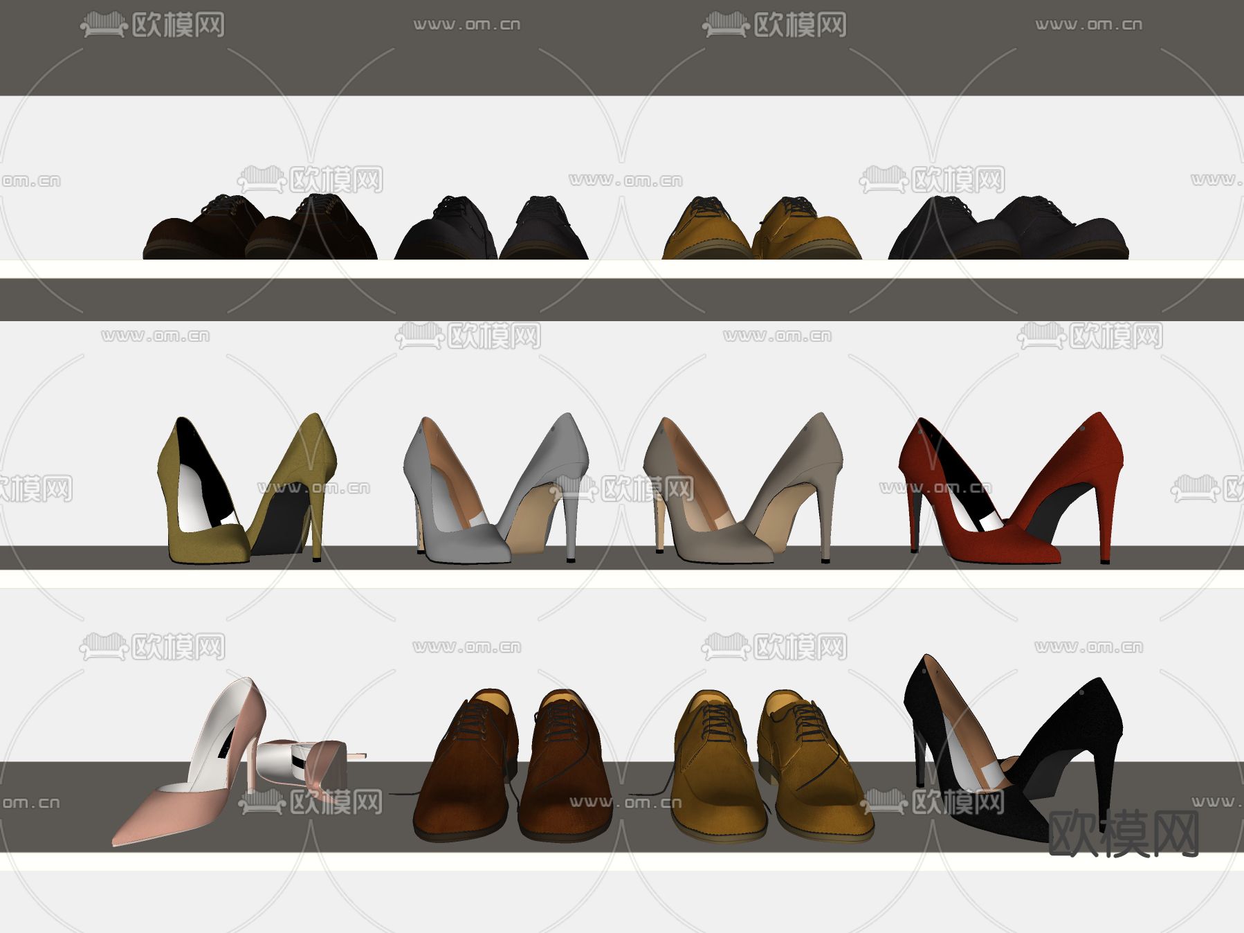 鞋子 皮鞋 高跟鞋su模型下载（渲染图2）