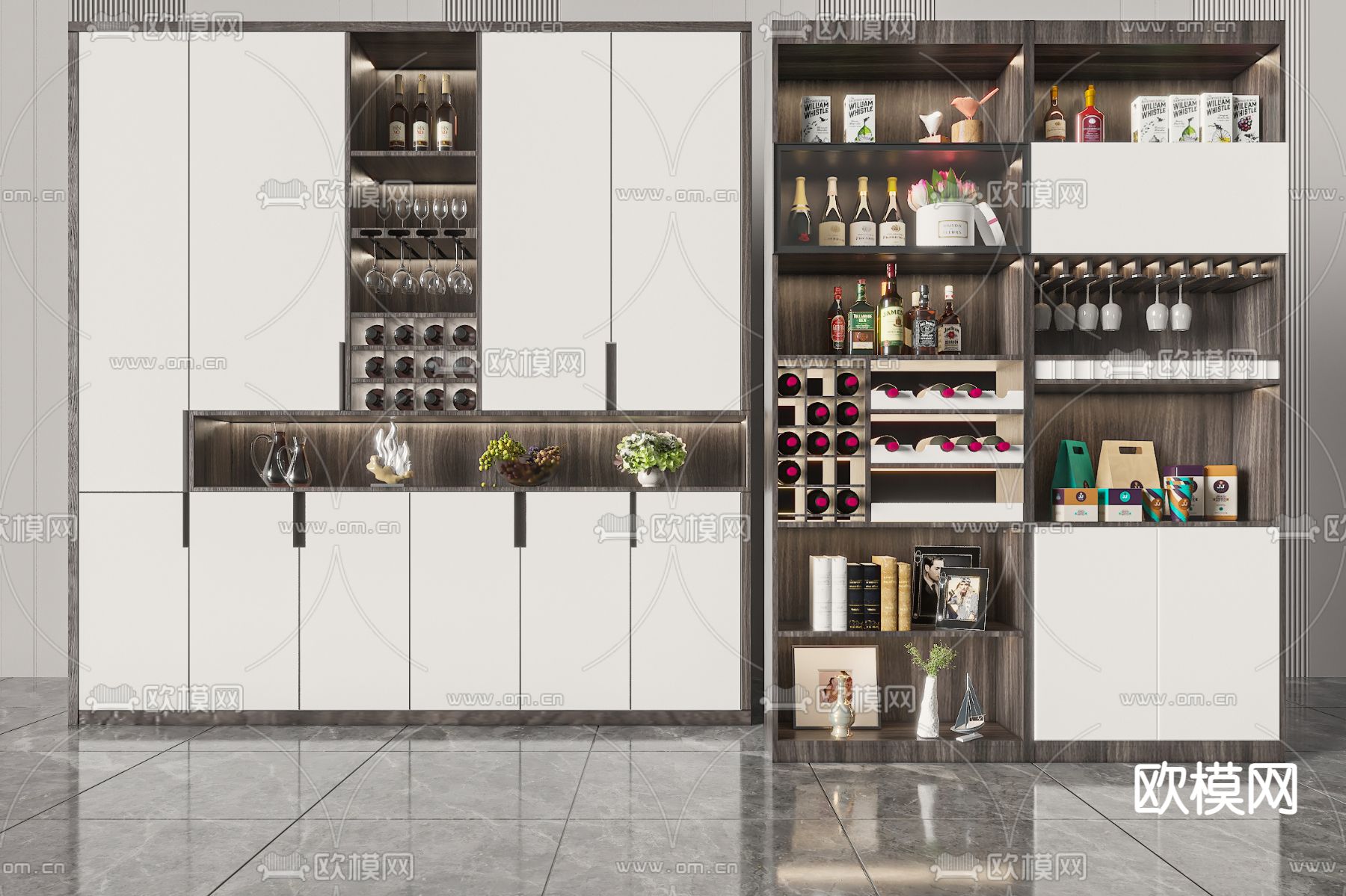 现代酒柜3d模型下载