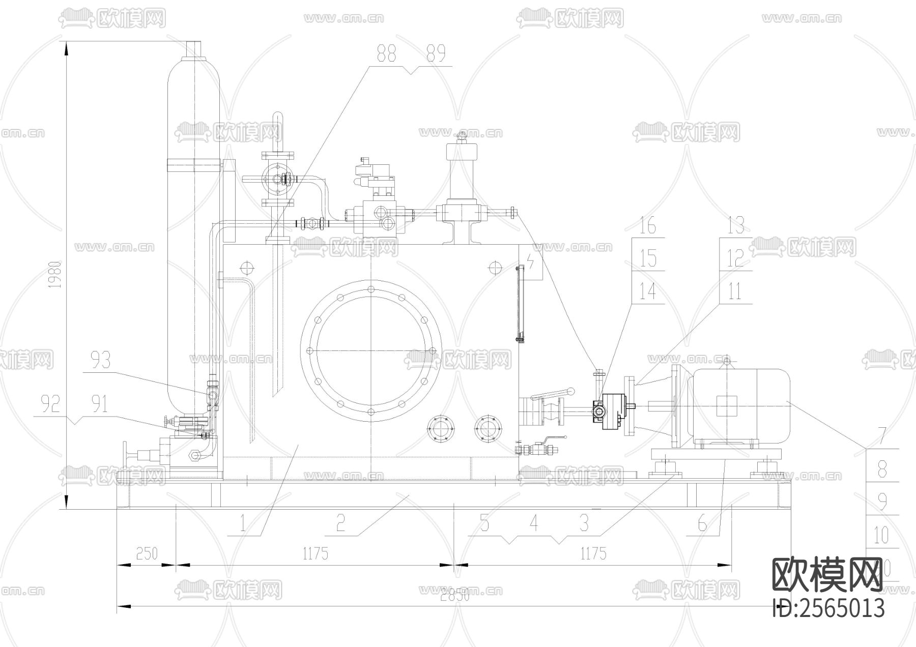 高炉液压系统装配CAD施工图下载（渲染图2）