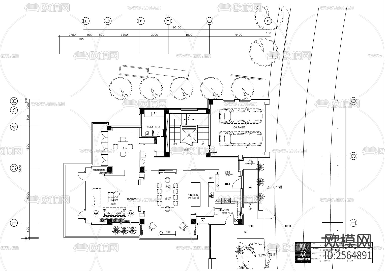 四层别墅CAD施工图下载（渲染图4）
