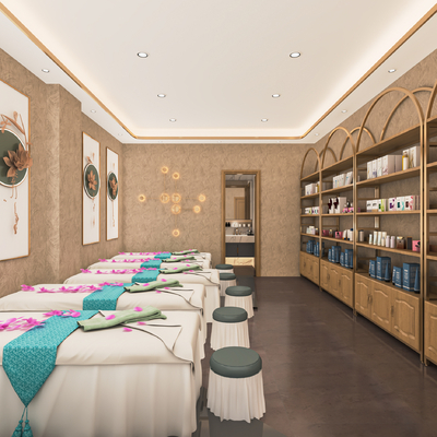  新中式SPA护理房su模型 