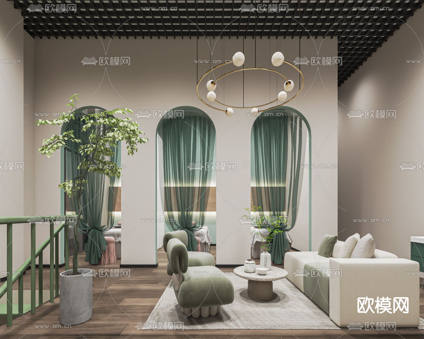 新中式SPA护理房su模型下载