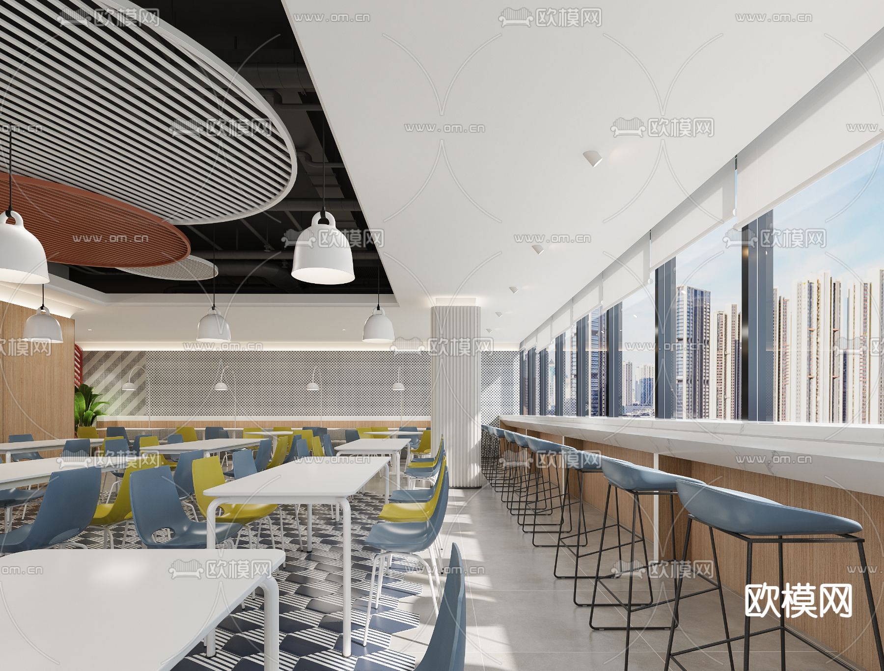 现代公司食堂3d模型下载（渲染图2）