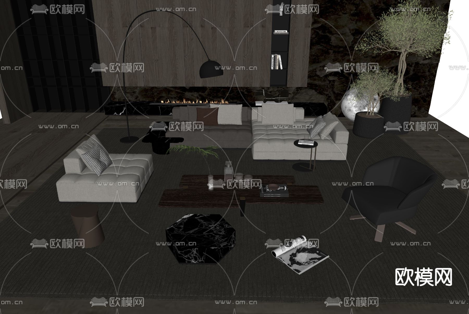 Minotti 组合沙发su模型下载（渲染图2）