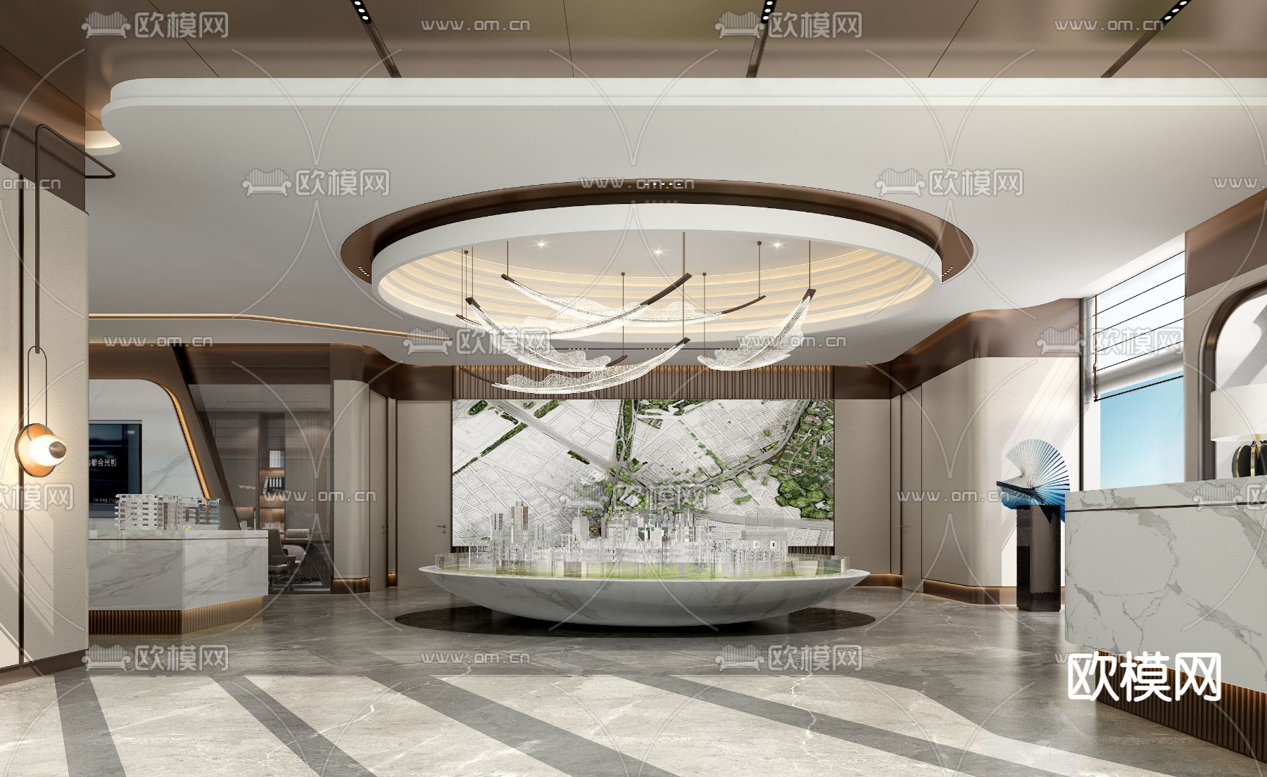 售楼大厅 沙盘区3d模型下载_ID14017226_3dmax免费模型-欧模网