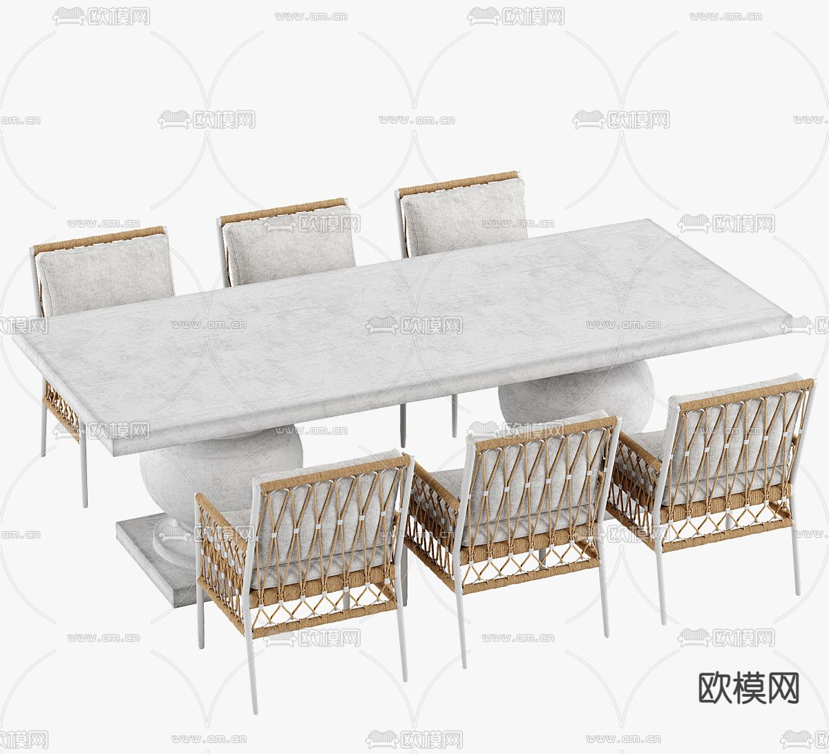 户外餐桌椅3d模型下载（渲染图2）