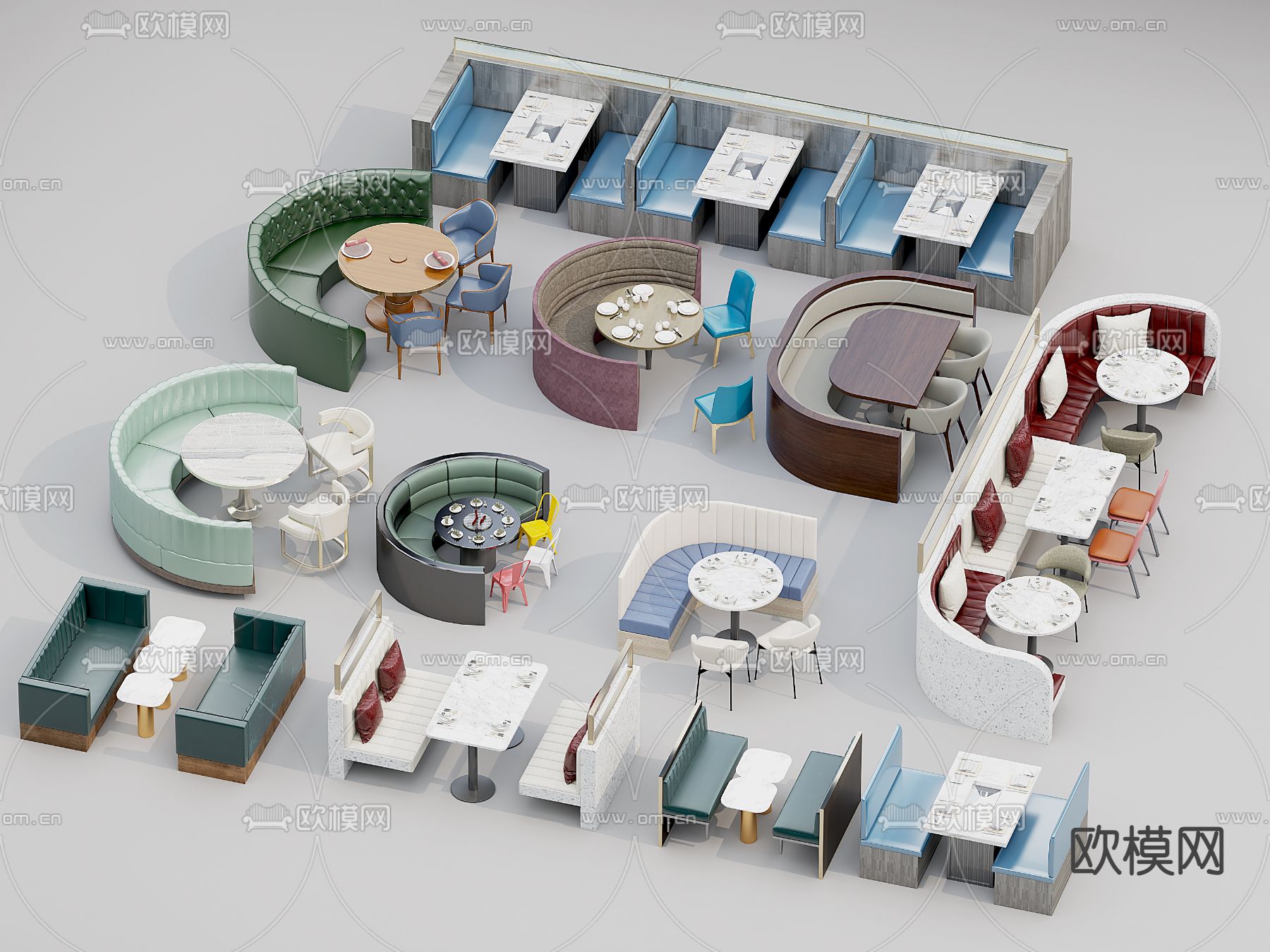卡座沙发 餐桌椅3d模型下载