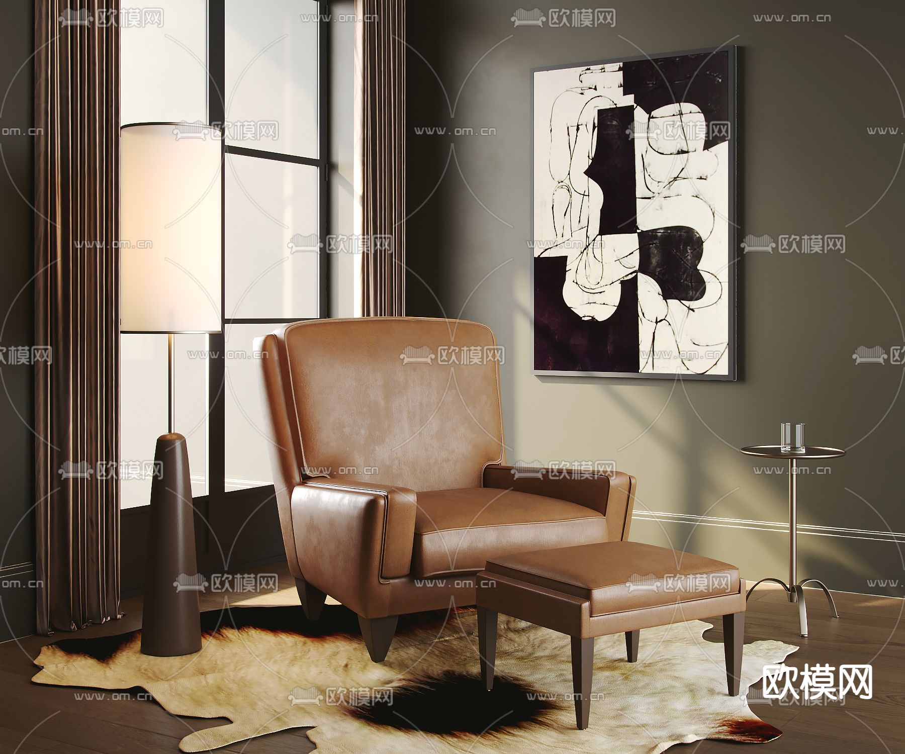 简美休闲沙发su模型