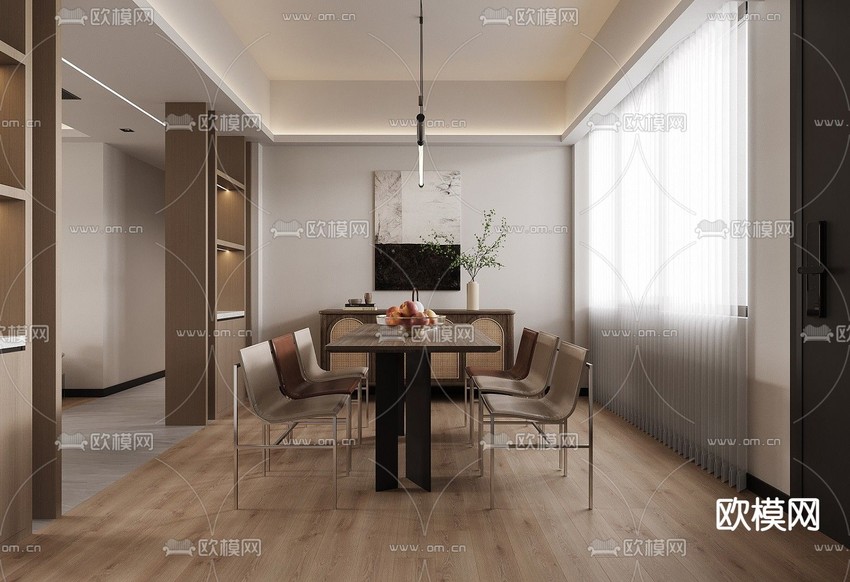 现代客餐厅免费3d模型下载_ID14012125_3dmax免费模型-欧模网
