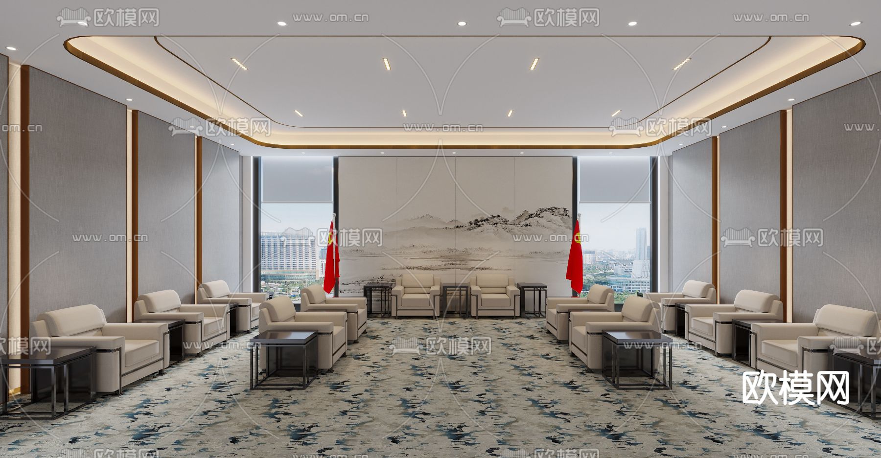 现代会客室3d模型下载_ID14018469_3dmax免费模型-欧模网