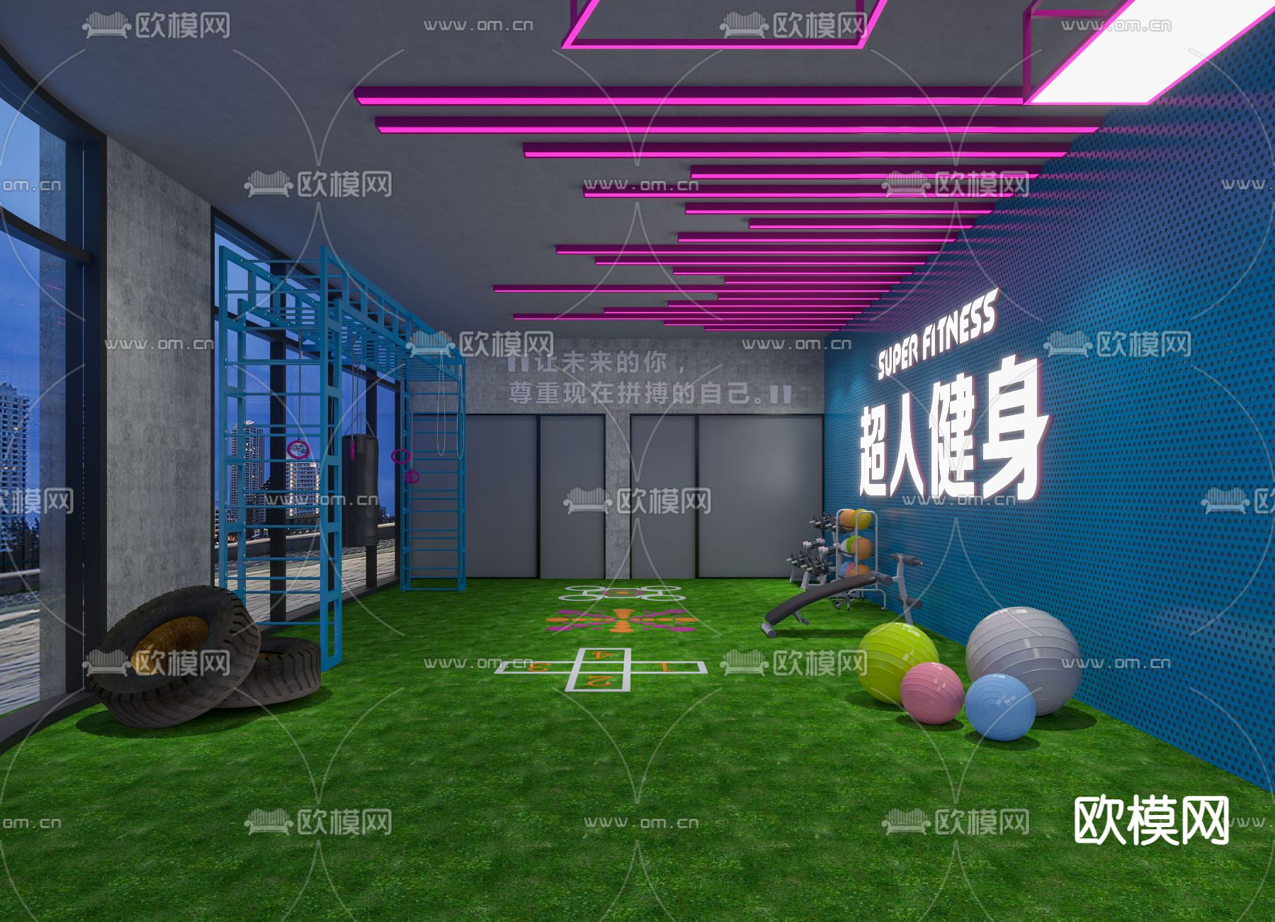 工业风健身房3d模型下载（渲染图3）