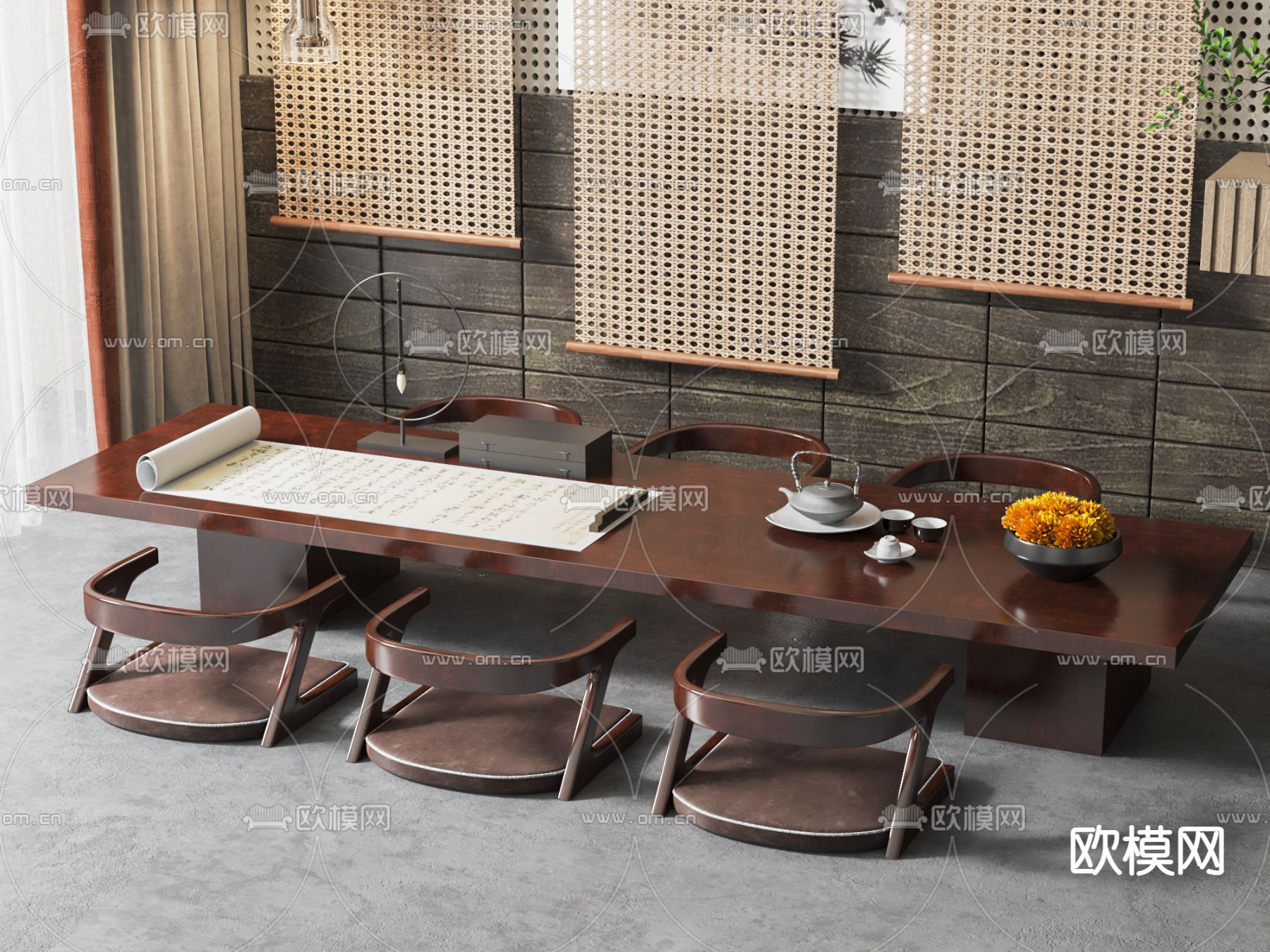 榻榻米茶桌 茶台3d模型下载