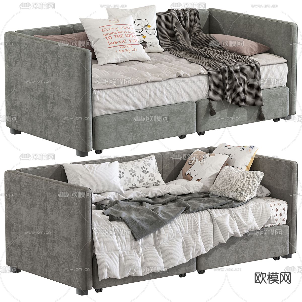 沙发床3d模型下载（渲染图1）