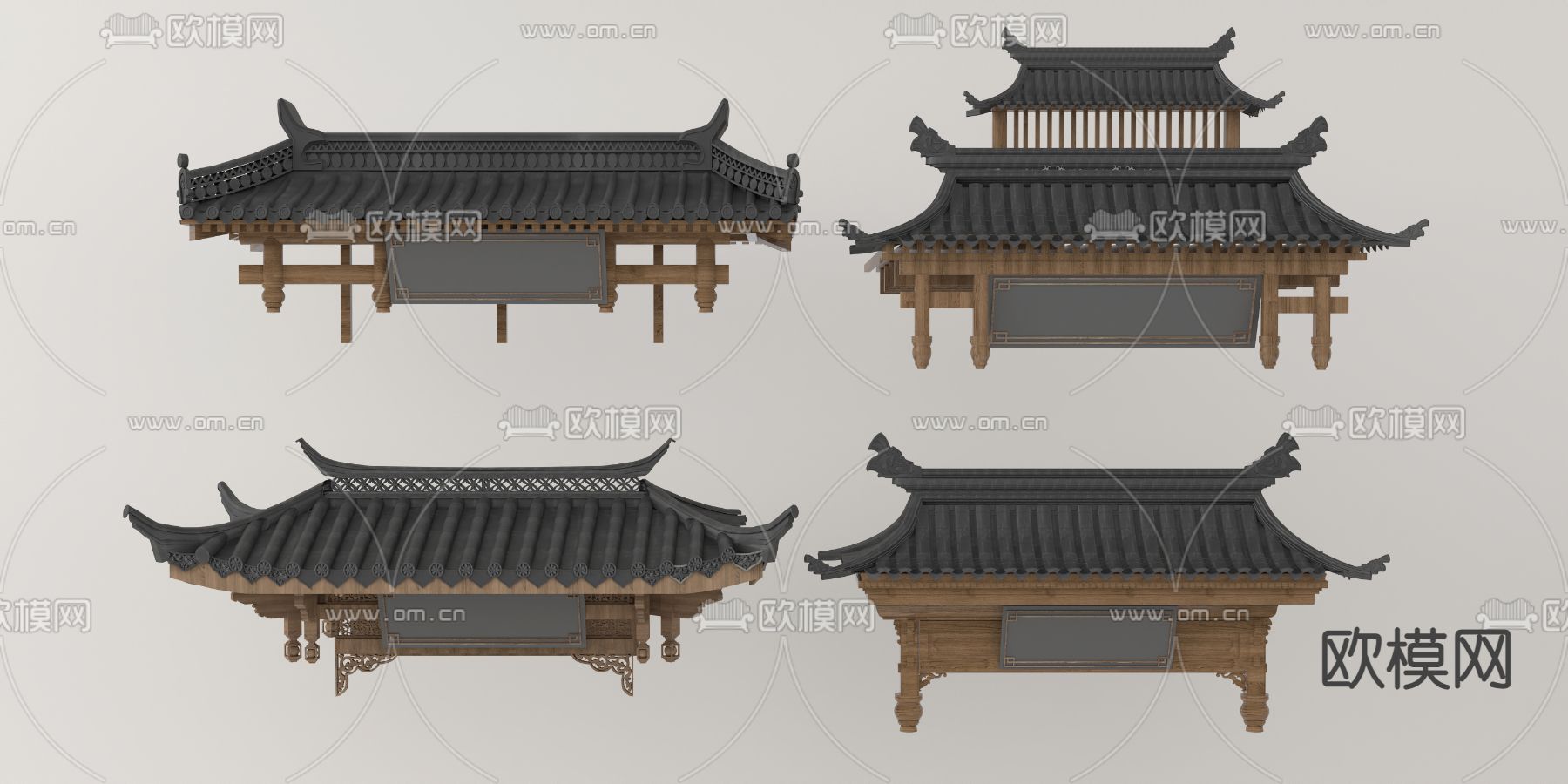 中式屋檐3d模型下载
