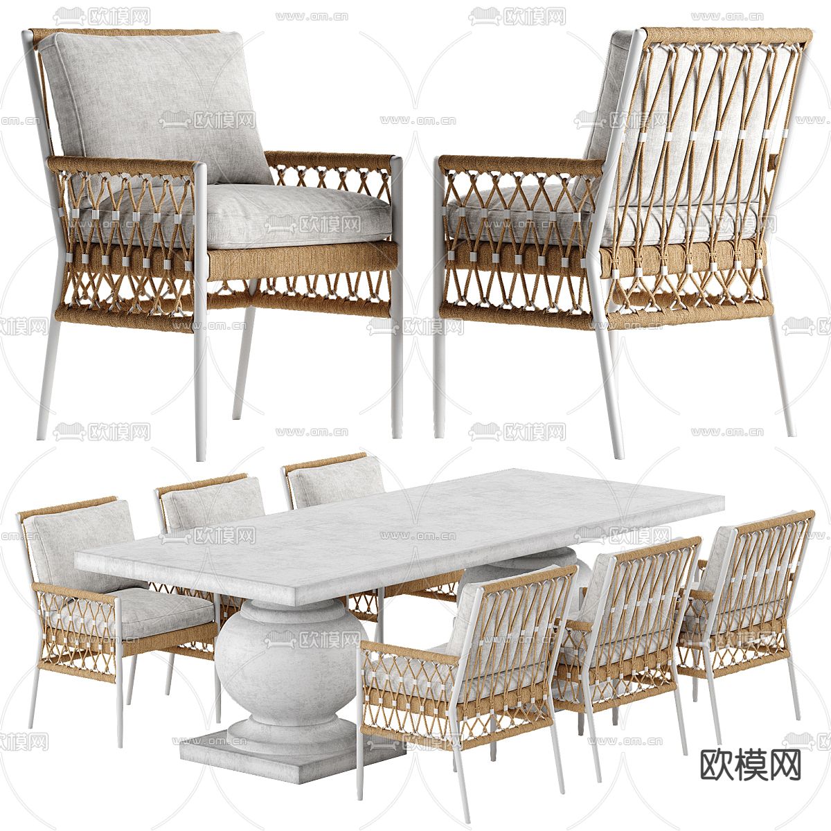 户外餐桌椅3d模型下载（渲染图1）