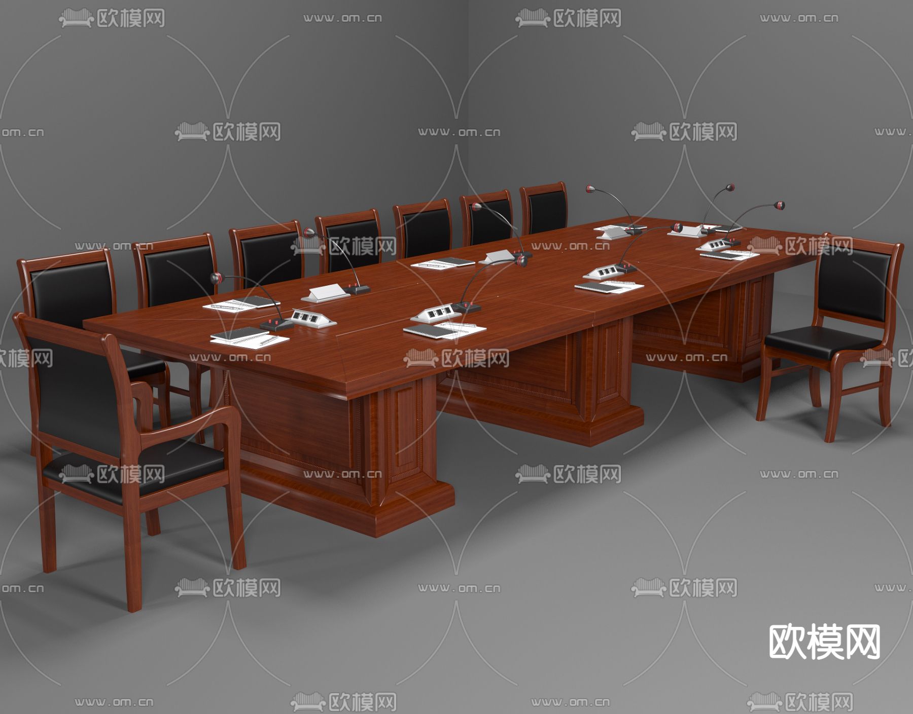 现代会议桌椅su模型下载（渲染图1）