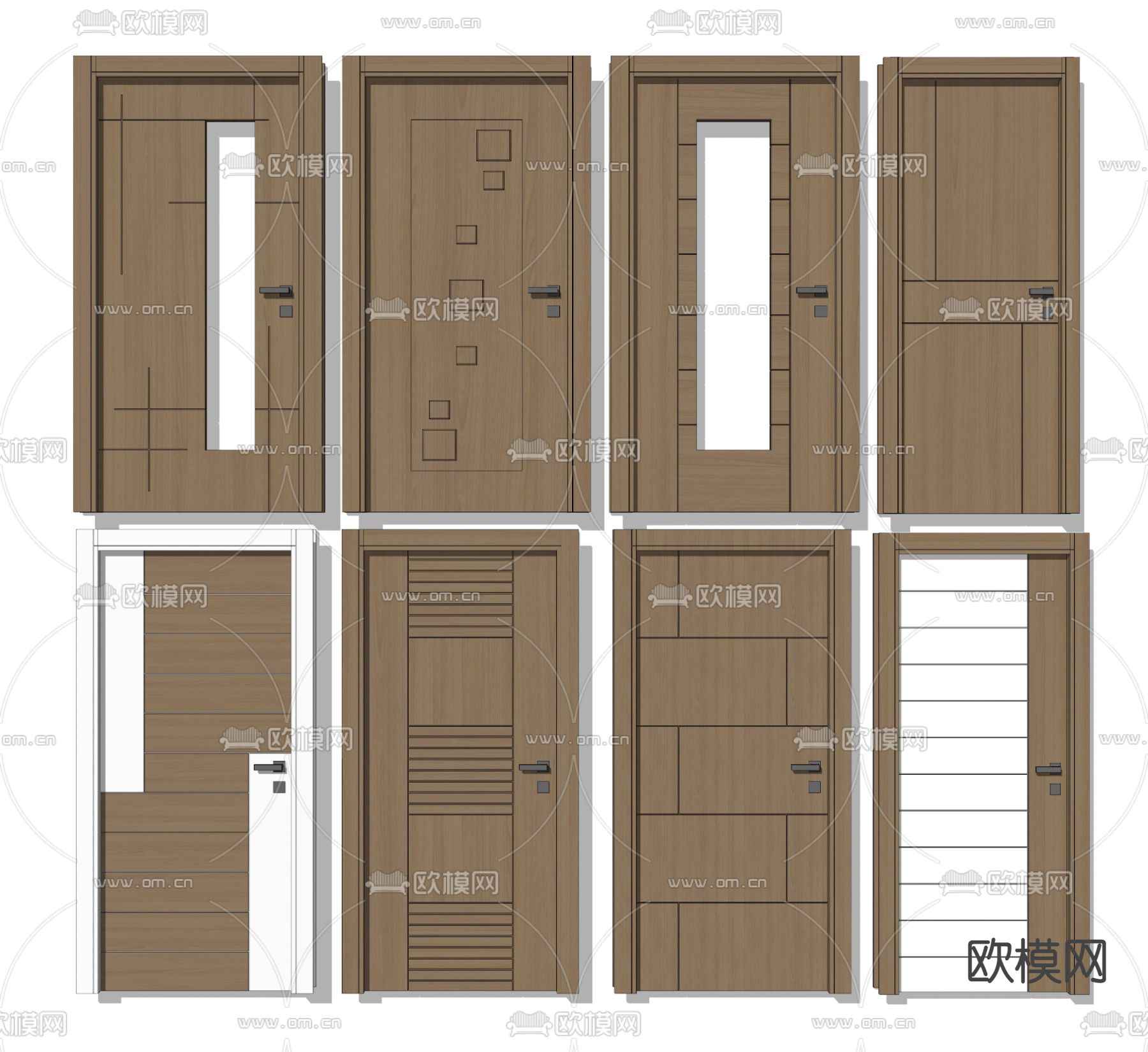 北欧木门 房门 单开门su模型下载（渲染图2）