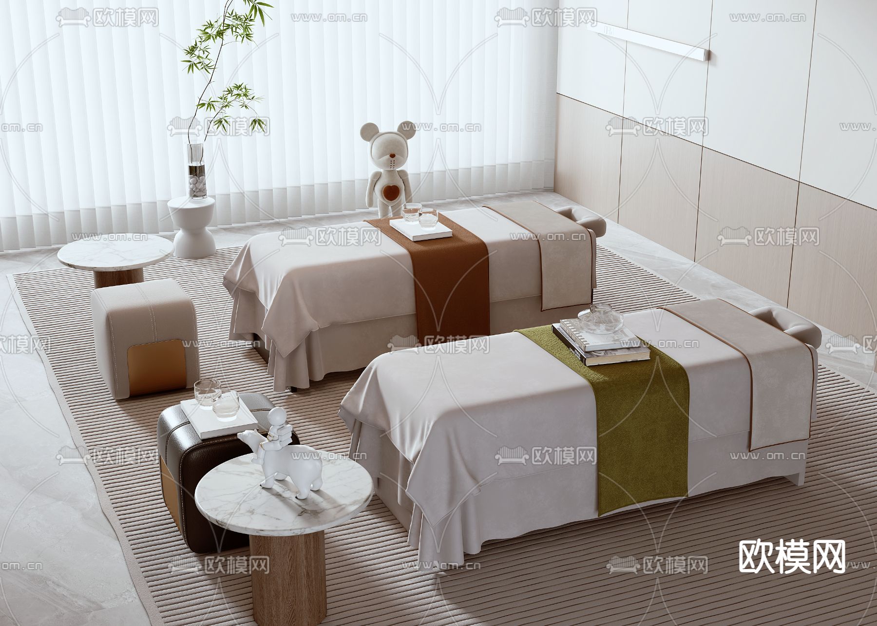 现代按摩床 SPA理疗床su模型下载（渲染图1）