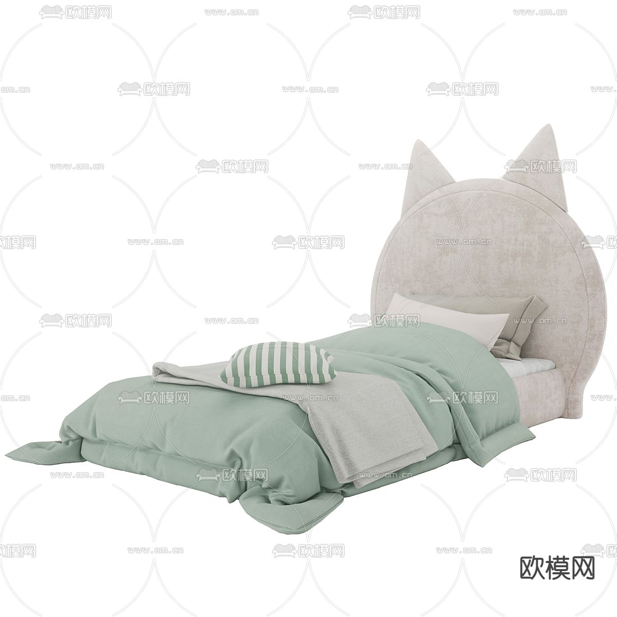 现代儿童床 单人床3d模型下载（渲染图4）