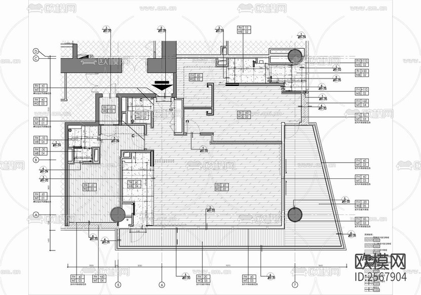 家裝平層cad施工圖下載(渲染圖8)