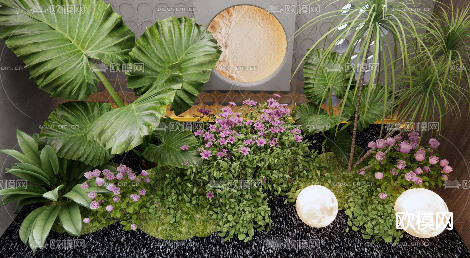 植物堆 室内造景 绿植3d模型下载_ID14015688_3dmax免费模型-欧模网