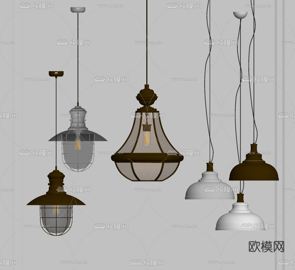 美式金属吊灯su模型下载（渲染图2）